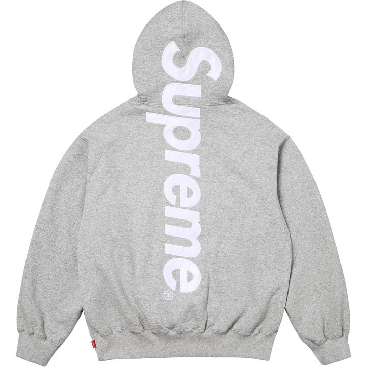 Supreme Satin Applique Hooded Sweatshirt Heather Grey
