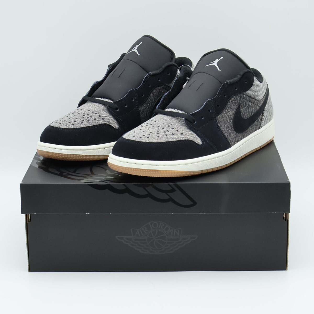 HJ4360-001 Nike Air Jordan 1 Low Dark Black Denim Light Smoke Grey Sail (Men's)
