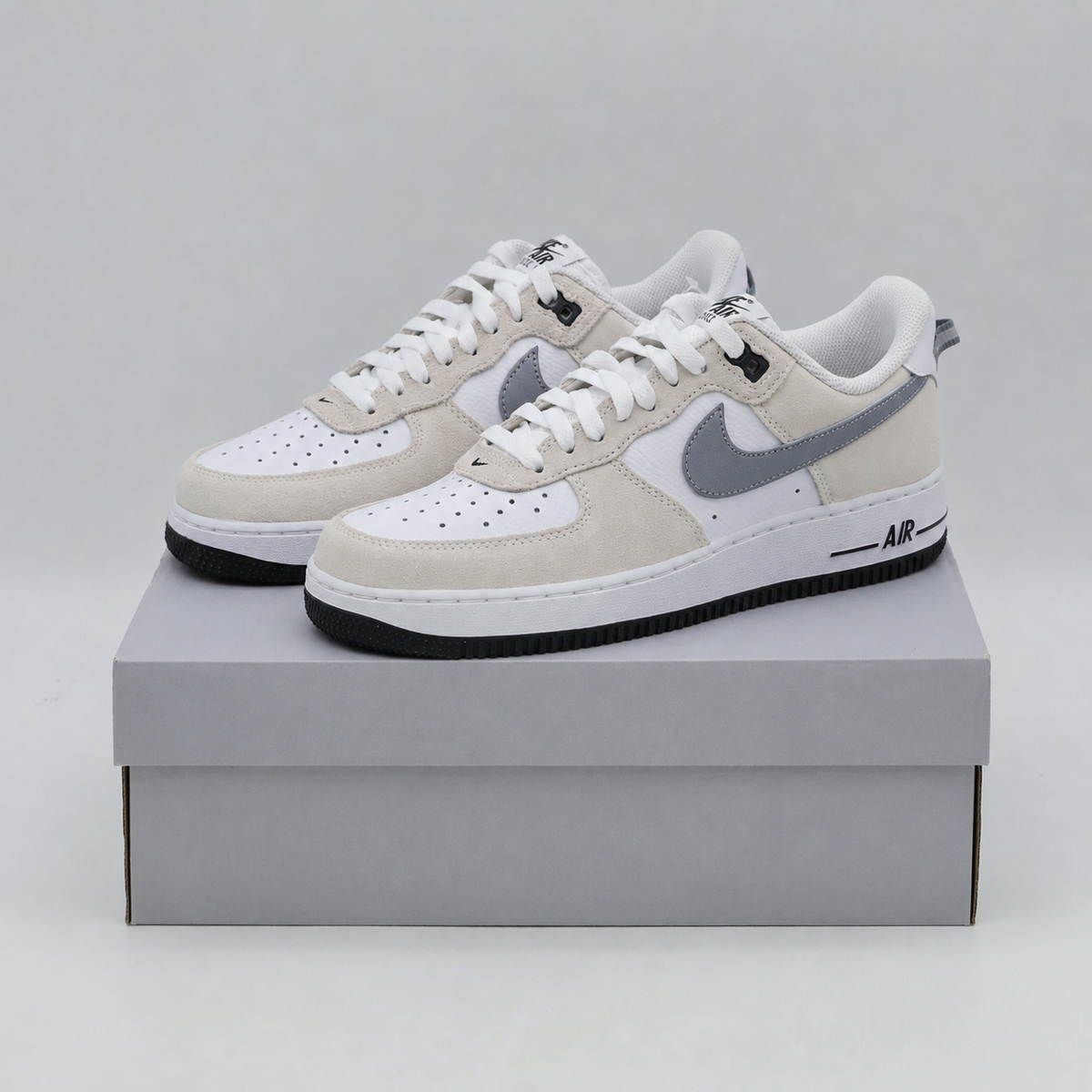 IR2007-100 Nike Air Force 1 Low 1 07 LV8 White Metallic Cool Gray (Men's)