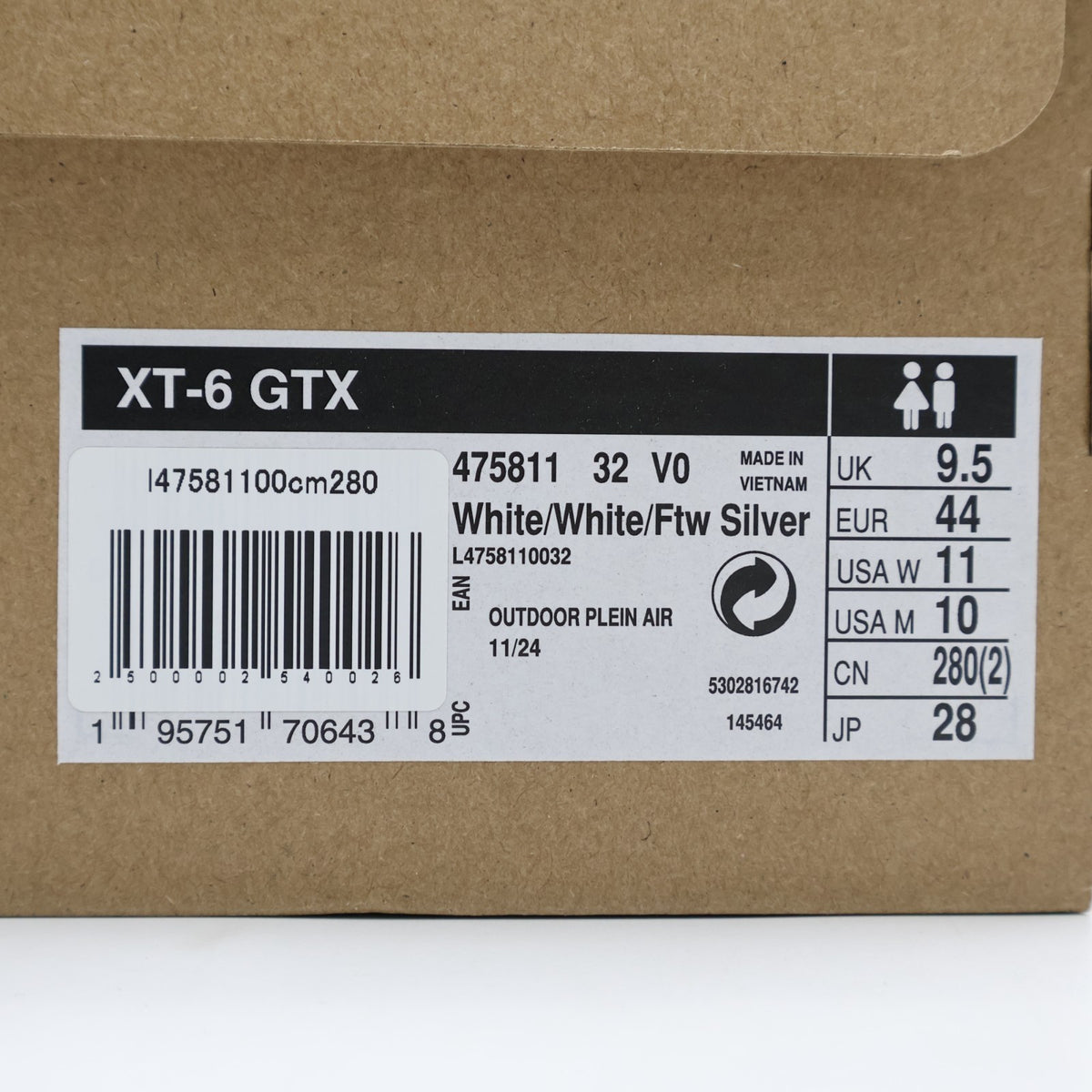 L47581100 Salomon XT-6 GORE-TEX White Silver (Men's)