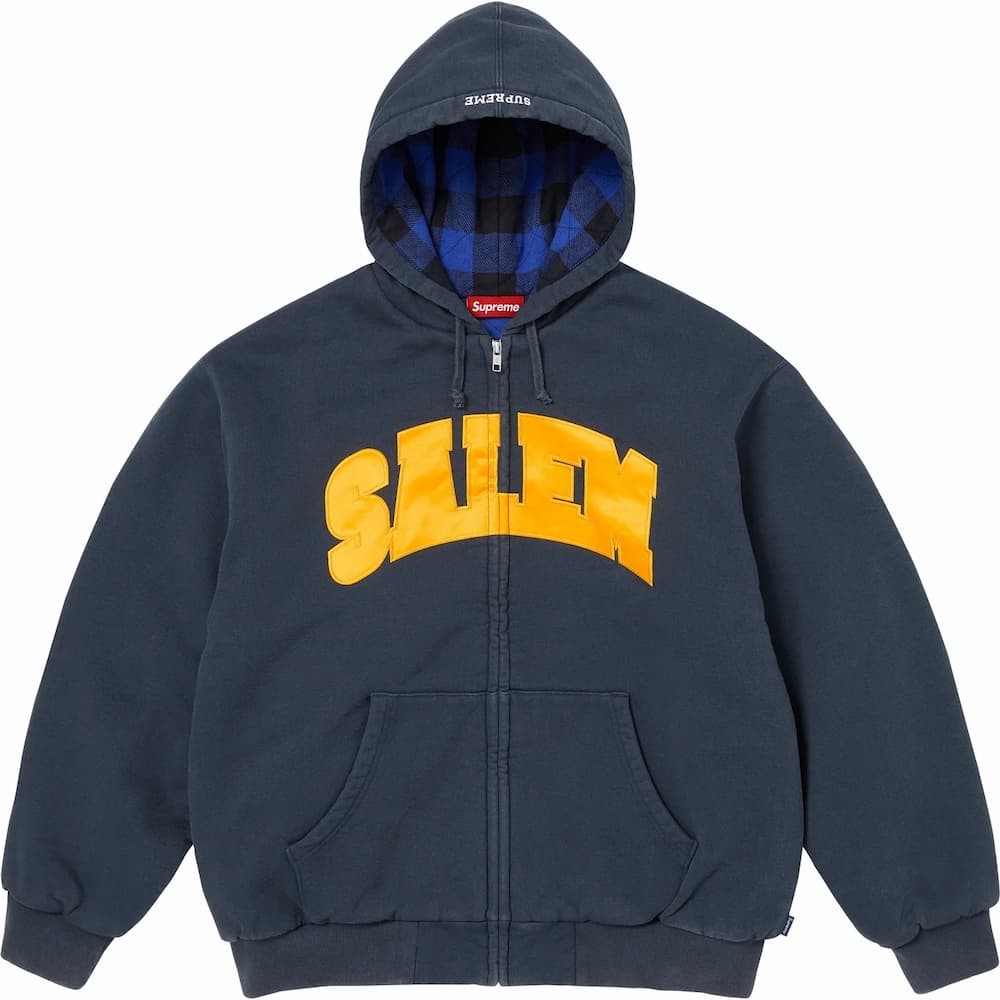 Supreme SALEM Zip Up Hooded Sweatshirt Navy