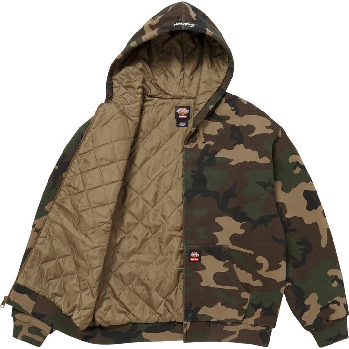 Supreme Dickies Quilted Lined Zip Up Hooded Sweatshirt Woodland Camo