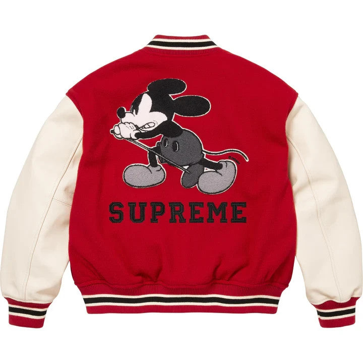 Supreme Number (N)ine Mickey Mouse Varsity Jacket Red