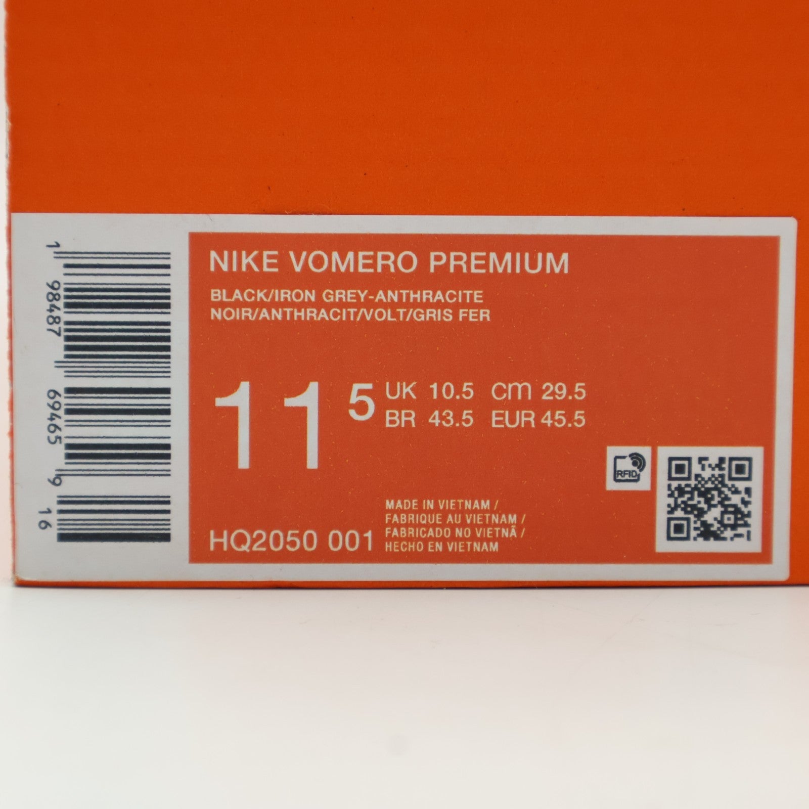 HQ2050-001 Nike Vomero Premium Black Coal Black Volt Iron Grey (Men's)