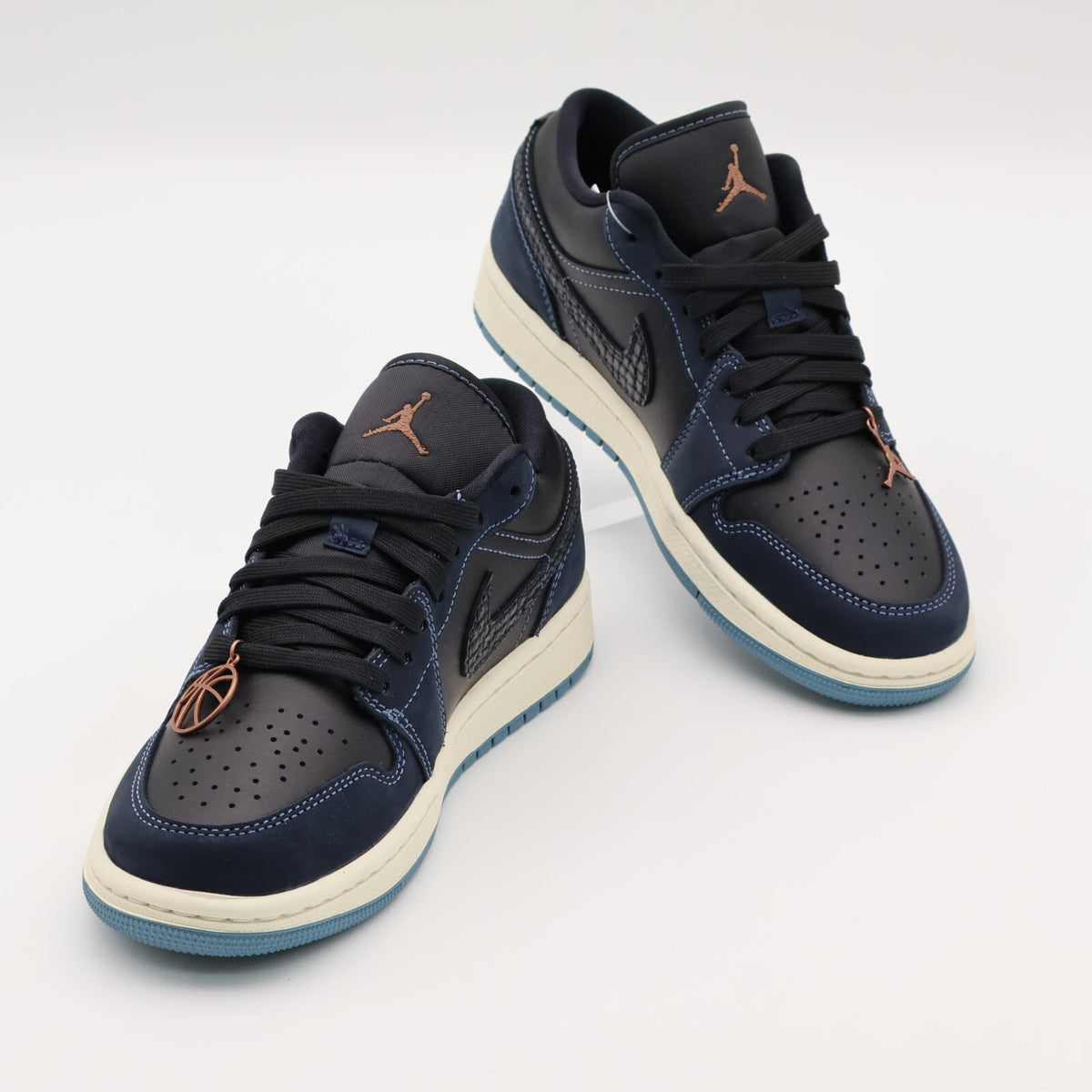FJ5478-010 Nike Air Jordan 1 Low Navy Black Snakeskin Dark Obsidian (Women's)