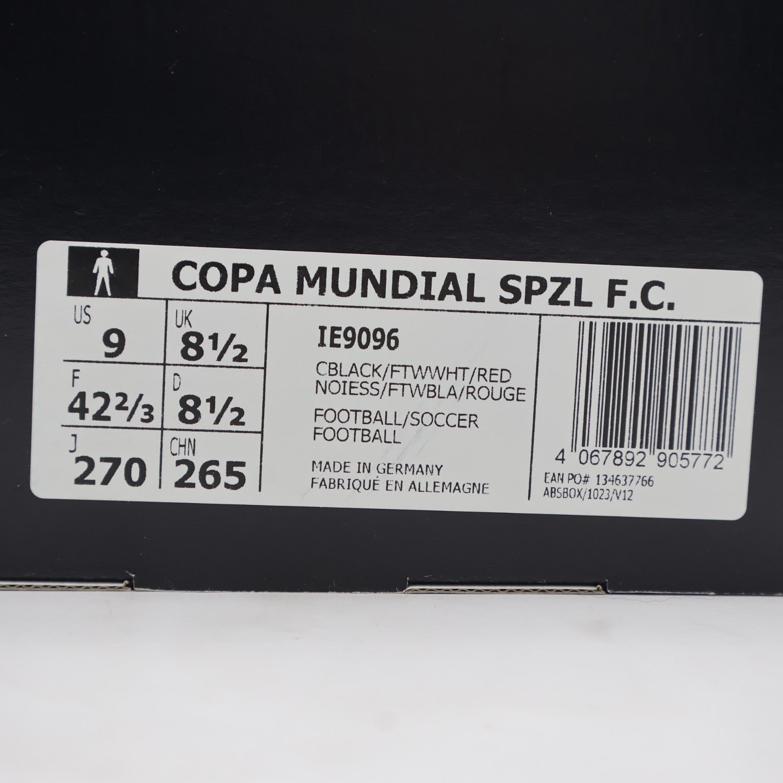 IE9096 adidas Copa Mundial SPZL FC FG Core Black Cloud White Red (Men's)