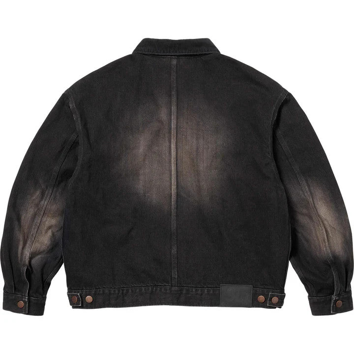 Supreme Distressed Selvedge Trucker Jacket Washed Black