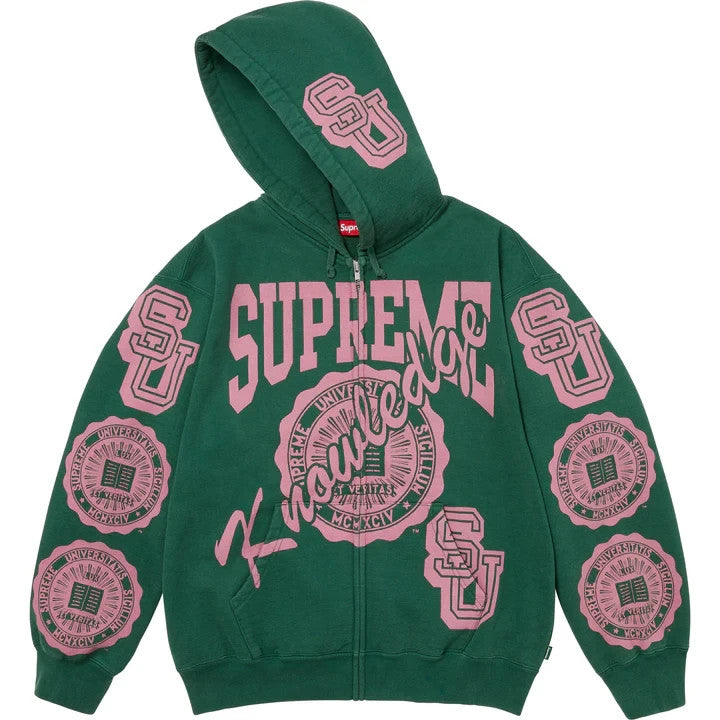 Supreme Knowledge Reigns Zip Up Hooded Sweatshirt Dark Green