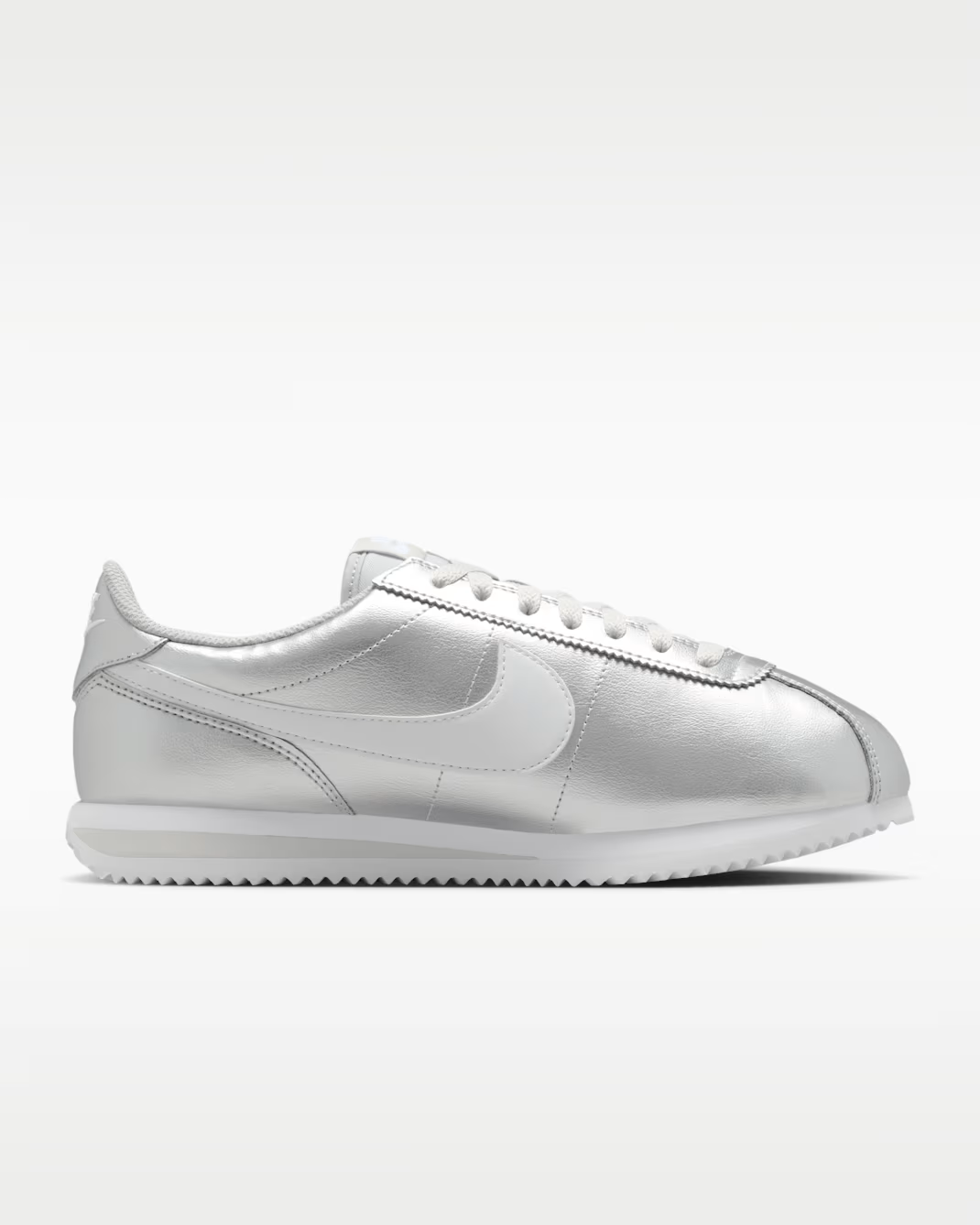 IR0042-001 Nike Cortez Metallic SilverGrey Fog White (Women's)