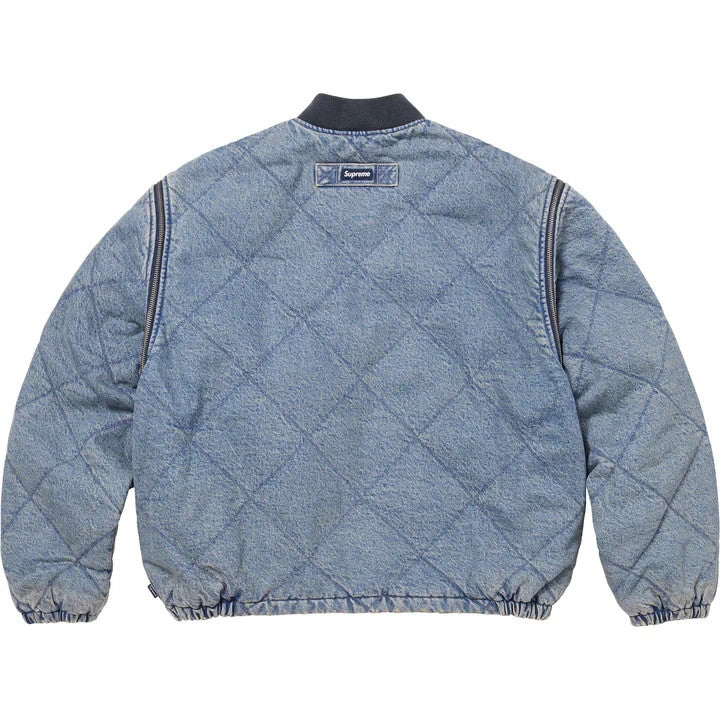 Supreme Zip-Off Sleeve Quilted Bomber Jacket Denim