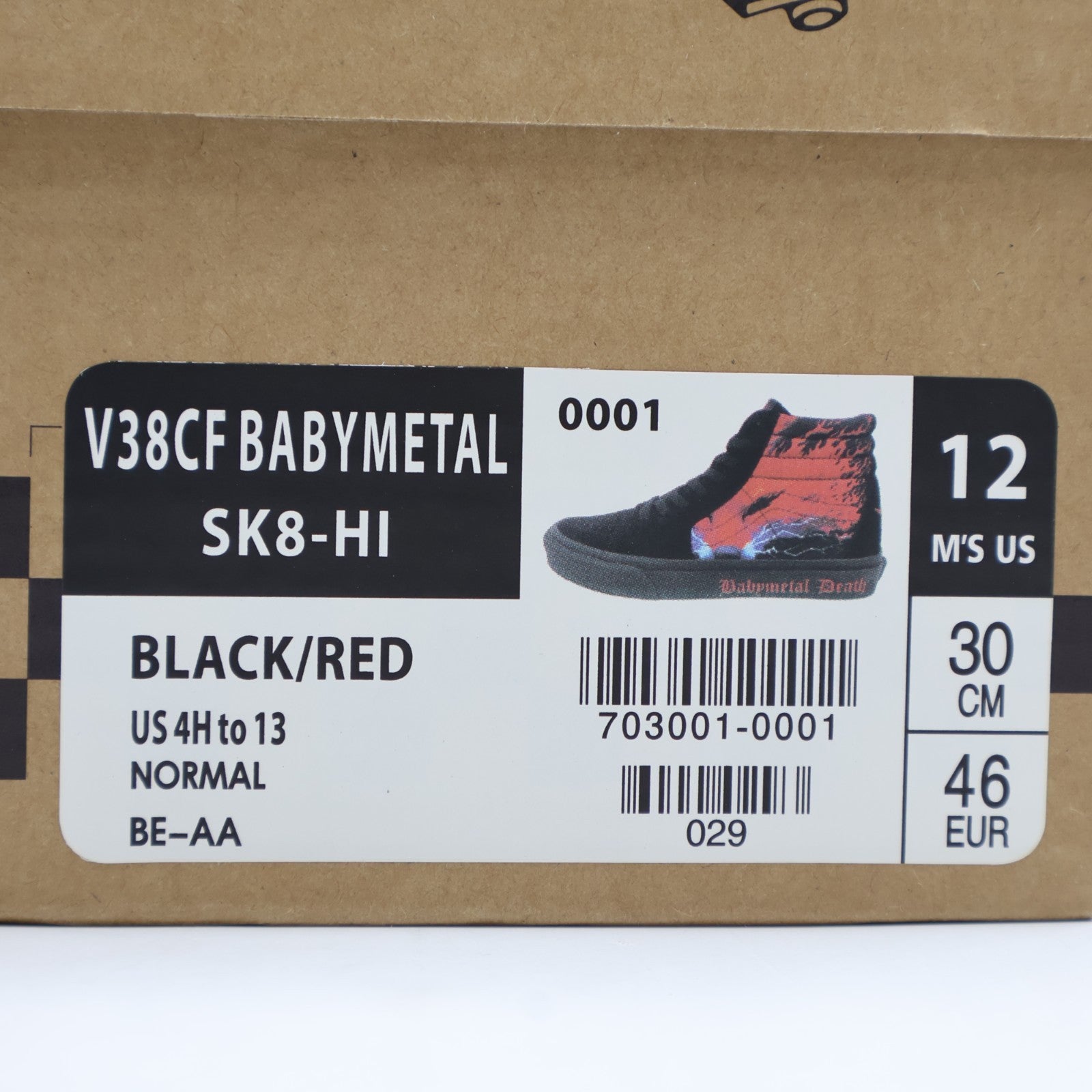 703001-0001 BABYMETAL Vans Sk8-Hi Black Red (V38CF BABYMETAL) (Men's)