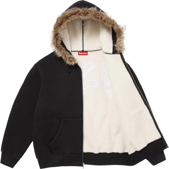 Supreme Faux Fur Zip Up Hooded Sweatshirt Black
