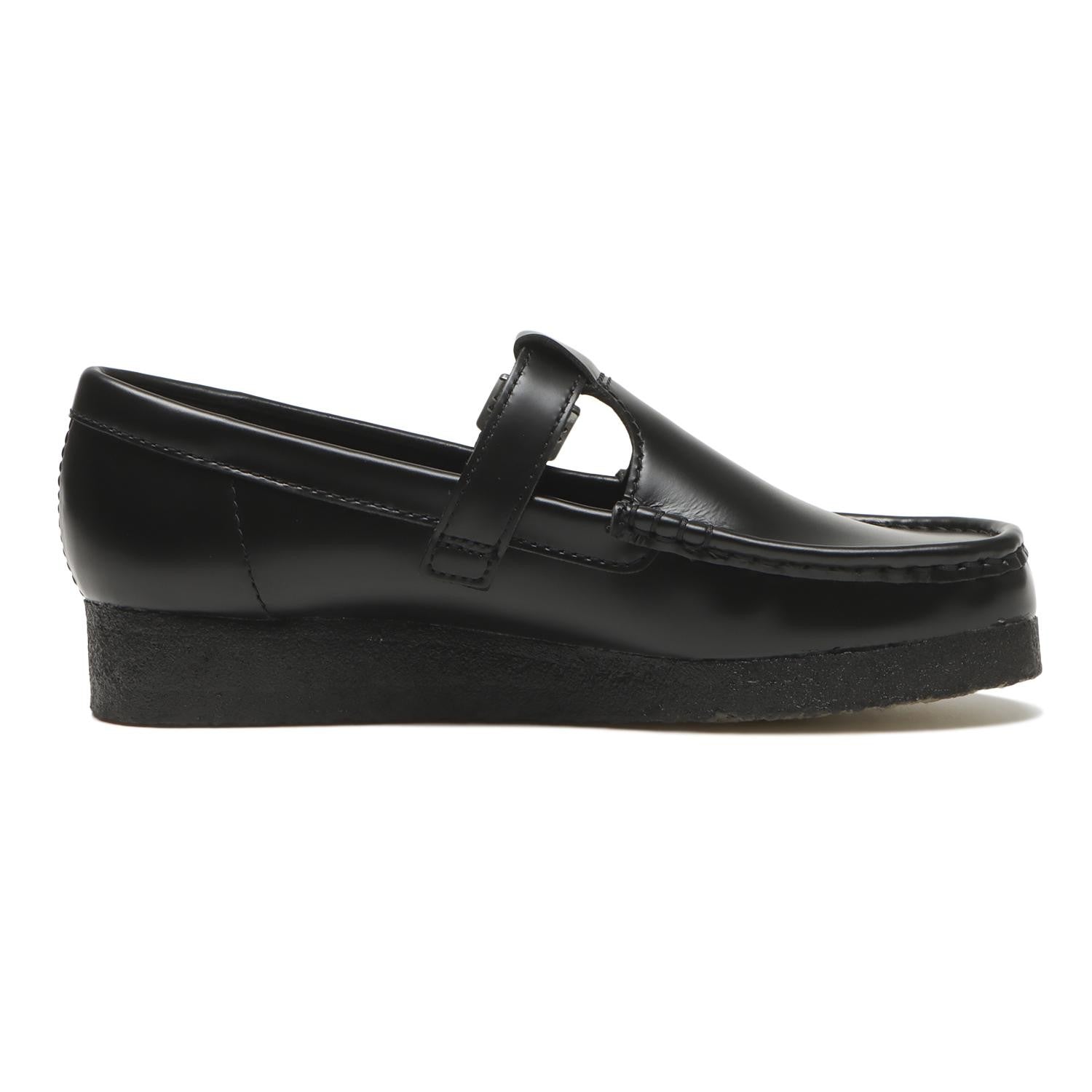 26183765 Clarks Wallabee T Bar Black High Shine Leather ( Men's )