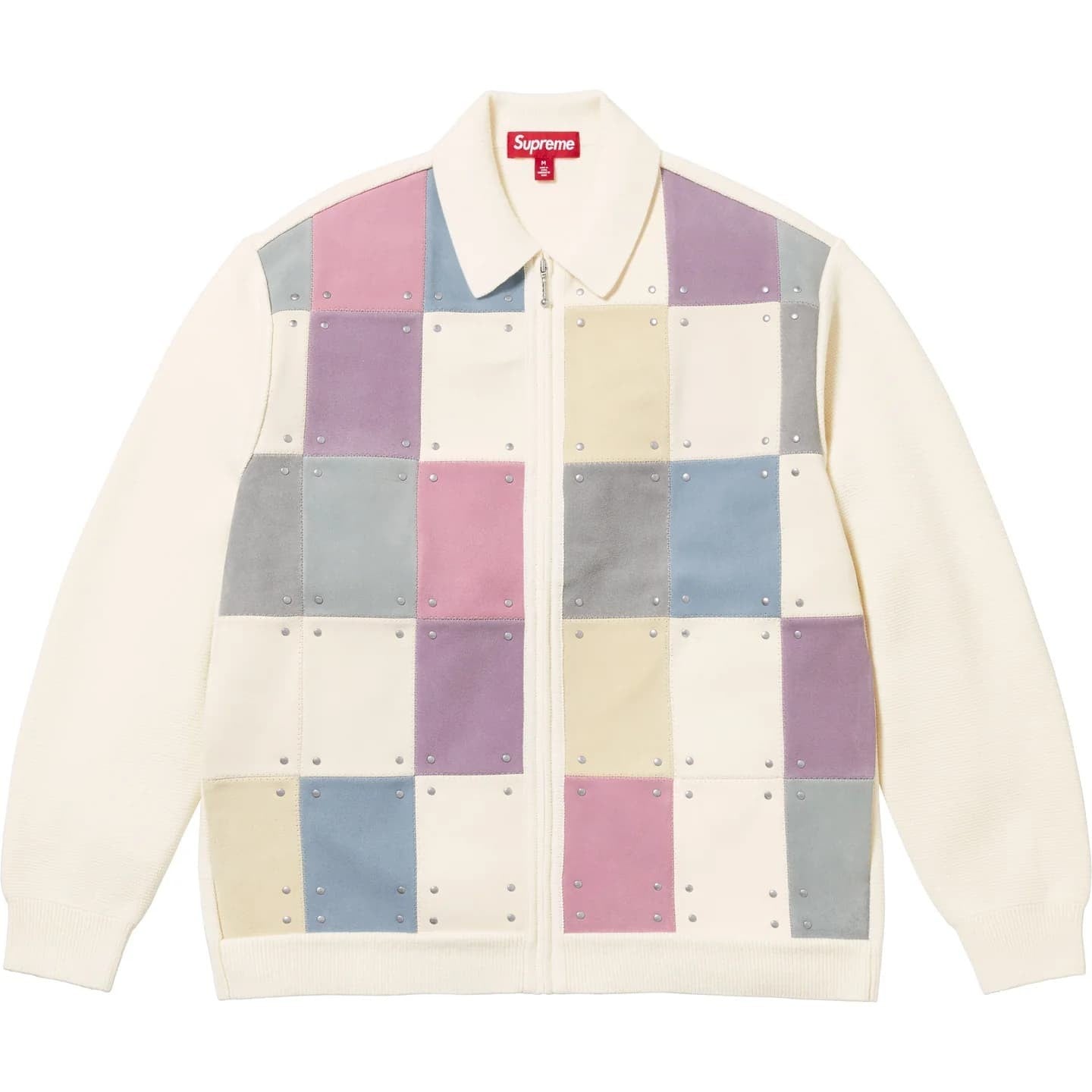 Supreme Studded Suede Zip Up Cardigan Multicolor