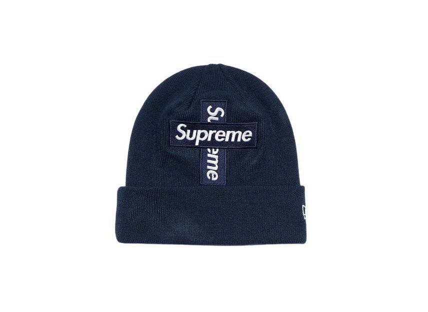 Supreme New Era Cross Box Logo Beanie Navy