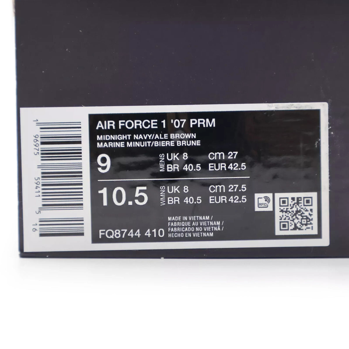 FQ8744-410 Nike Air Force 1 Low â07 PRM Winter Ale Brown and Midnight (Men's)