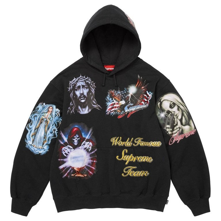 Supreme Stickers Hooded Sweatshirt Black
