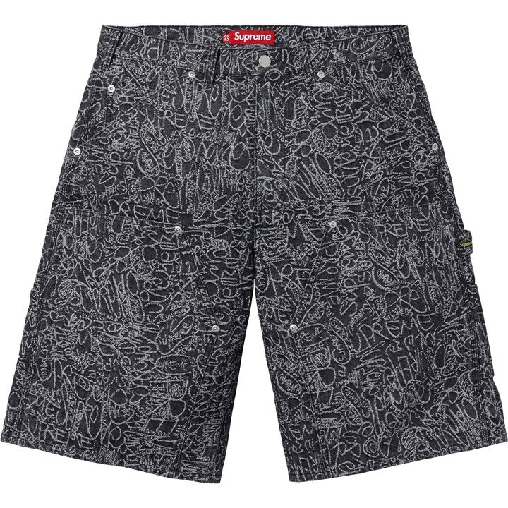 Supreme Handwriting Double Knee Denim Short Black