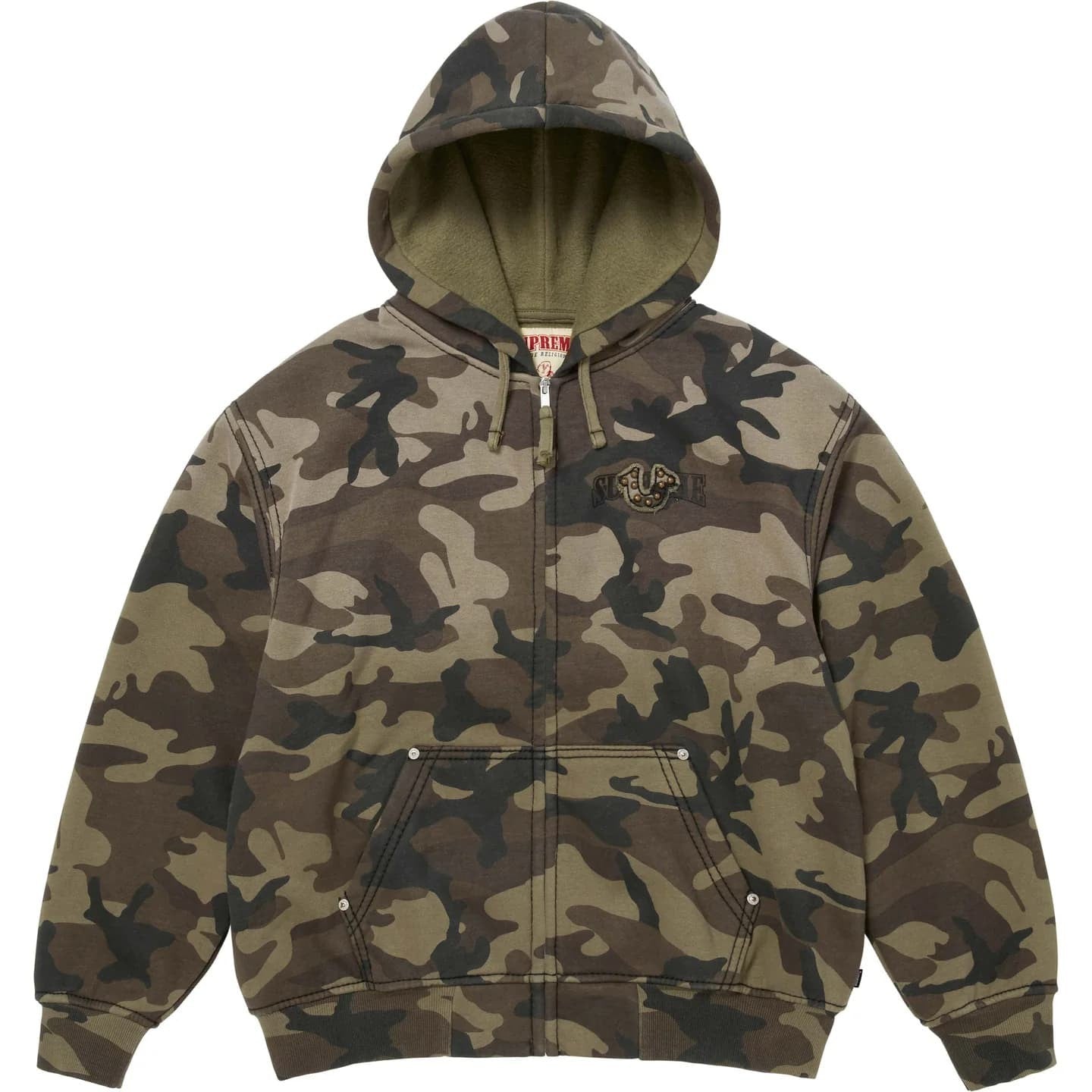 Supreme True Religion Zip Up Hooded Sweatshirt Woodland Camo
