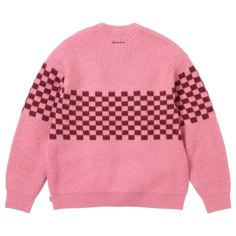 Supreme Checkerboard Pilled Sweater Pink