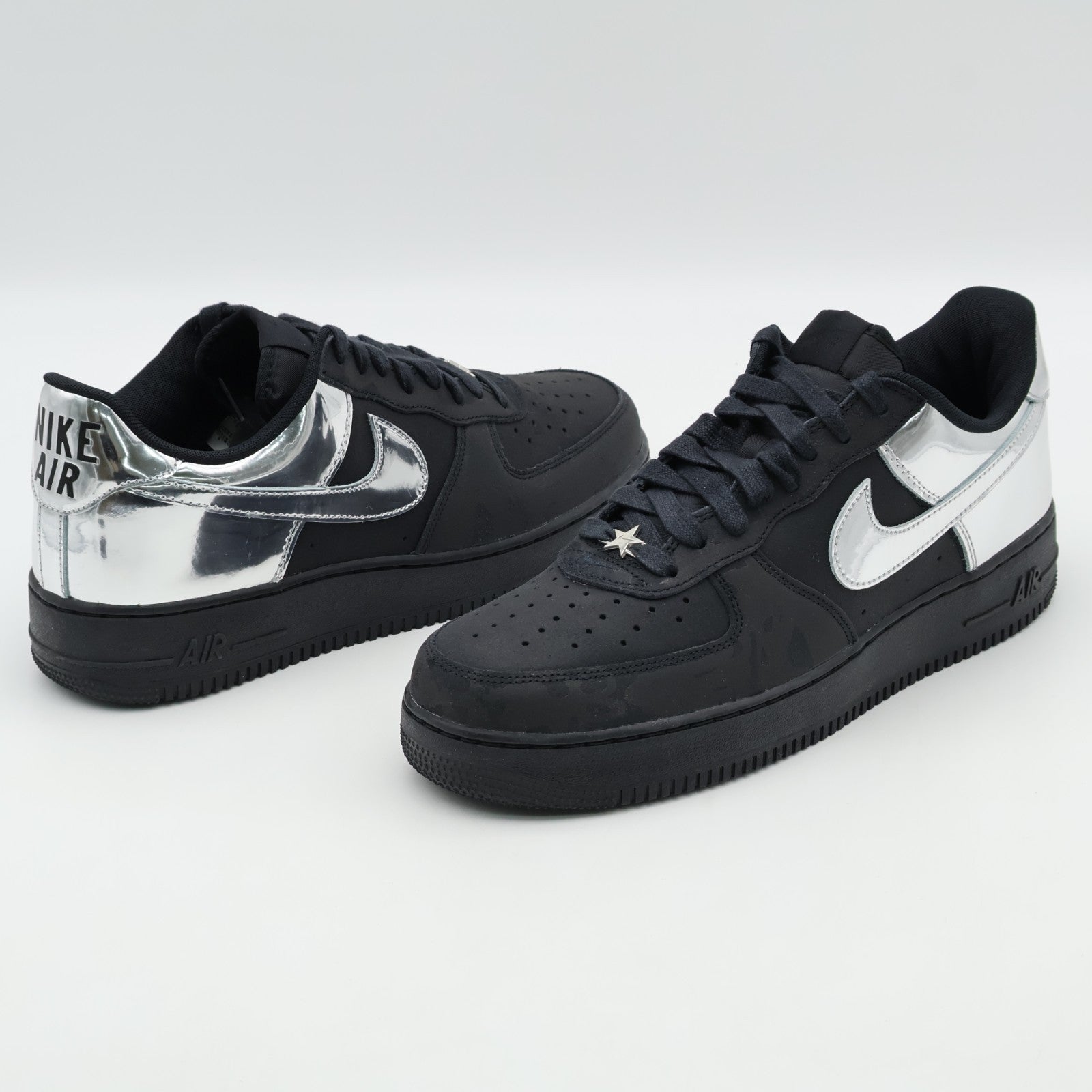 HF2885-001 Nike Air Force 1 Low Black and Metallic Silver (Men's)