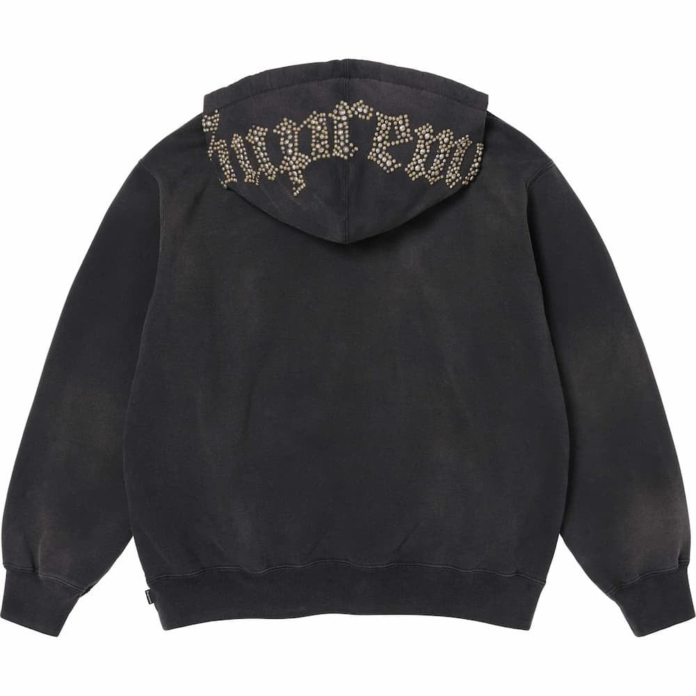 Supreme Overdyed Studded Hooded Sweatshirt Black