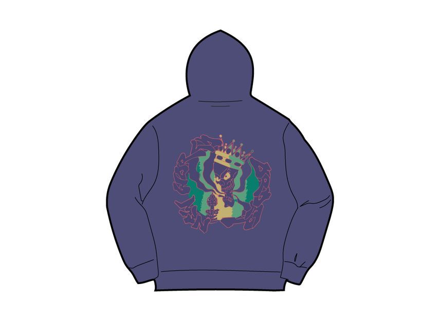 Supreme New World Order Hooded Sweatshirt Washed Navy