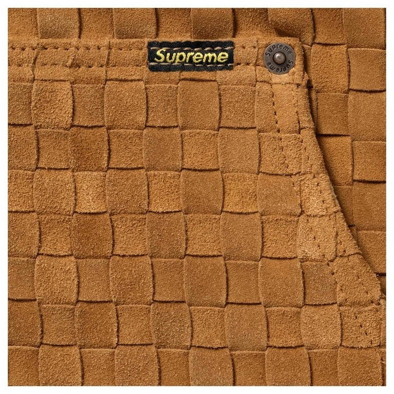Supreme Woven Suede Hooded Work Jacket Mustard