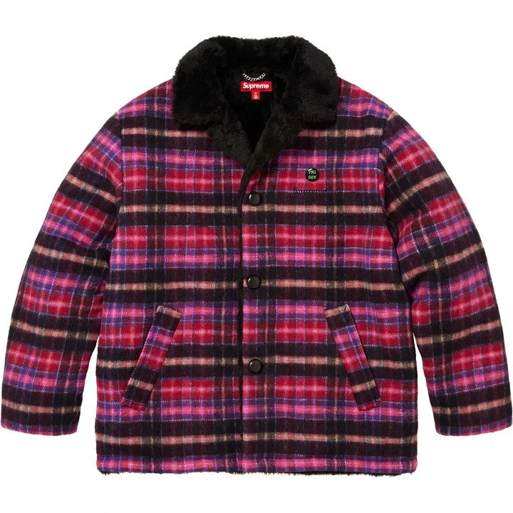 Supreme Plaid Car Coat Pink
