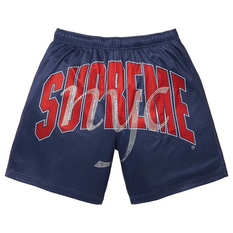 Supreme Rhinestone Mesh Short Navy