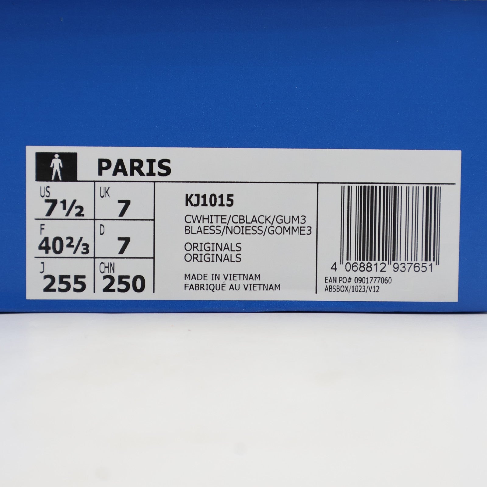 KJ1015 adidas Paris Core White Core Black (Men's)