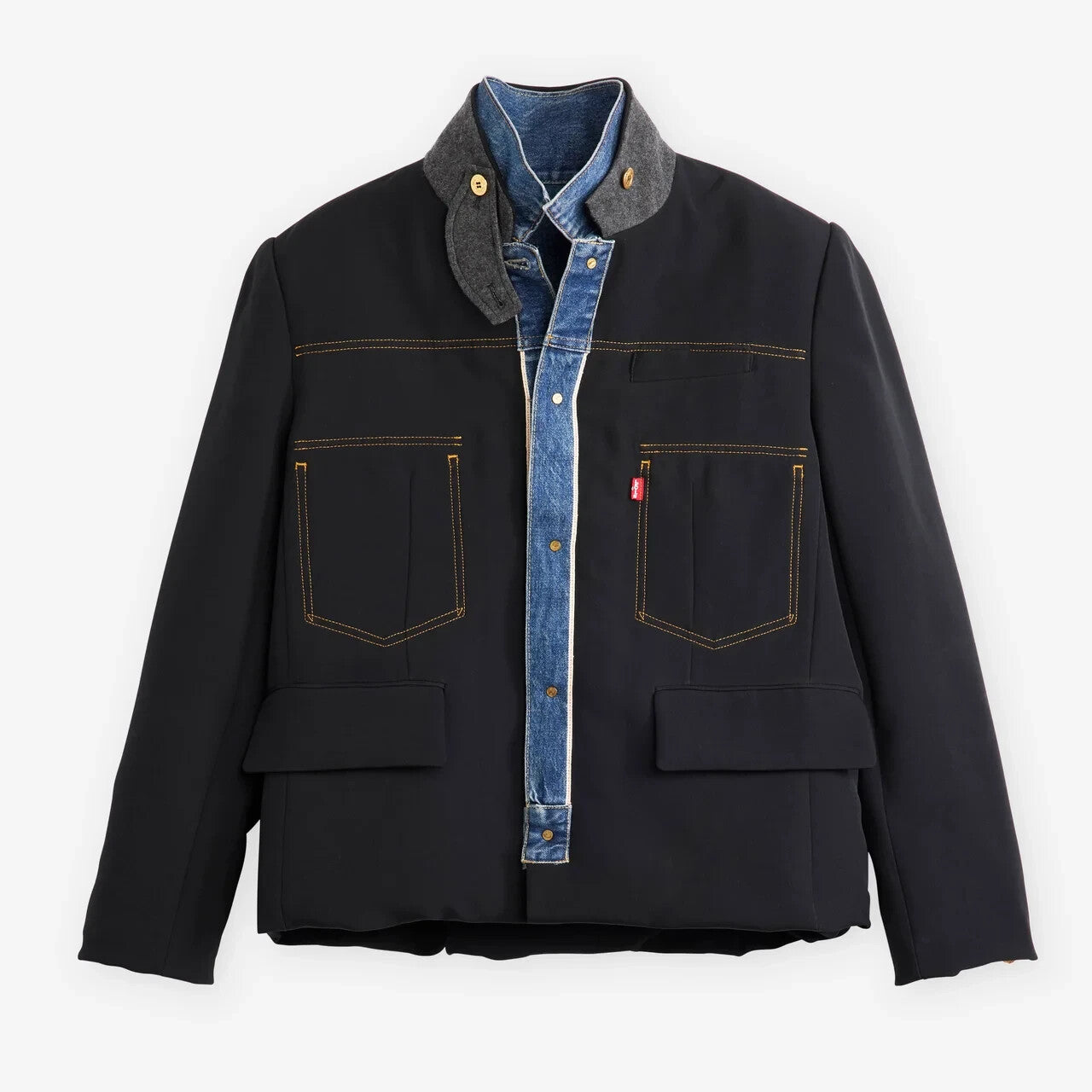 sacai LEVI'S Men's Denim Matelasse Twill Reversible Blouson Blue Black