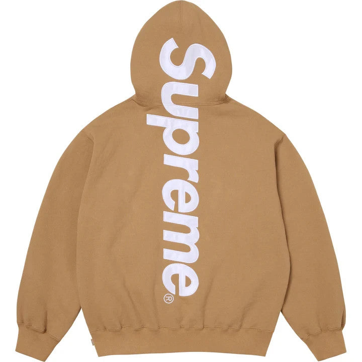 Supreme Satin Applique Hooded Sweatshirt Dark Tan