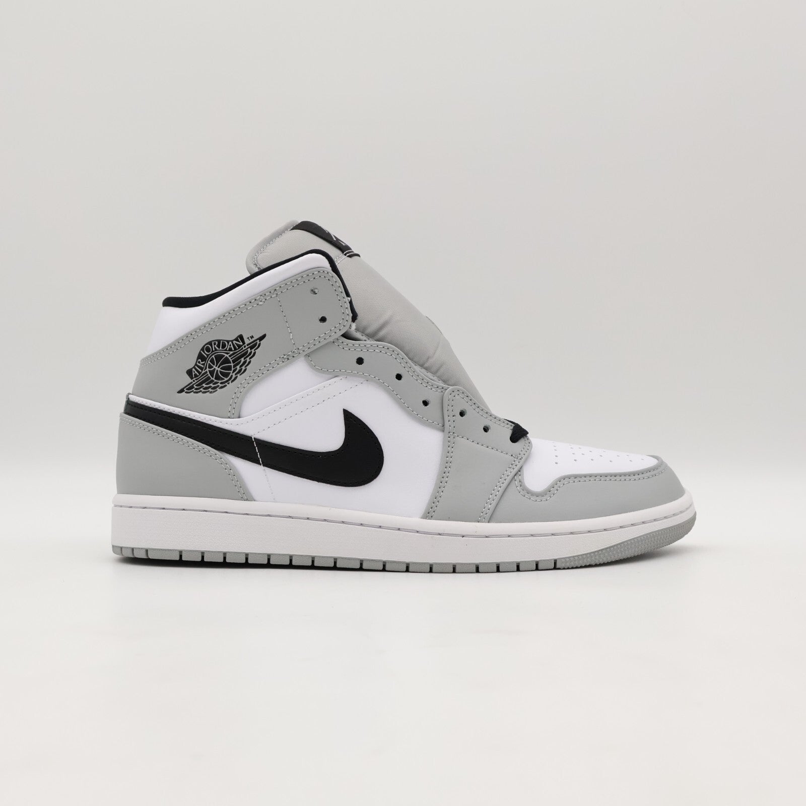 554724-092 Nike Air Jordan 1 Mid Light Smoke Grey Black White (Men's)