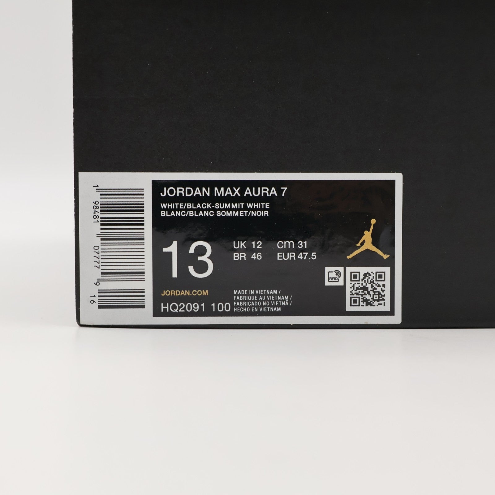 HQ2091-100 Nike Jordan Max Aura 7 White Summit White Black (Men's)