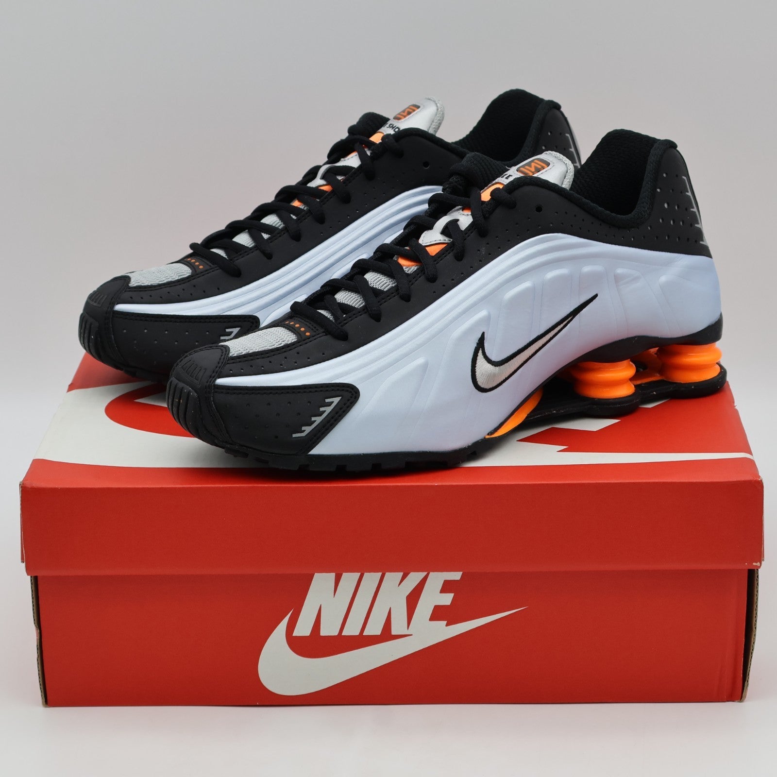 AR3565-401 Nike Shox R4 Blue Tint Total Orange Black Metallic Silver (Women's)
