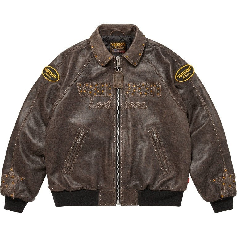 Supreme x B.B. Simon Vanson Leathers Jacket Brown