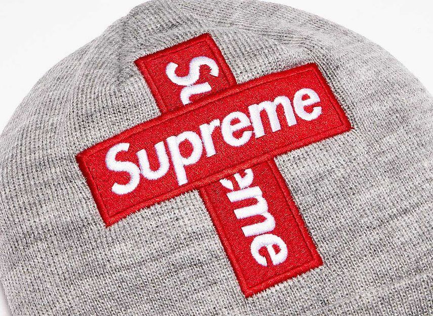 Supreme New Era Cross Box Logo Beanie Grey
