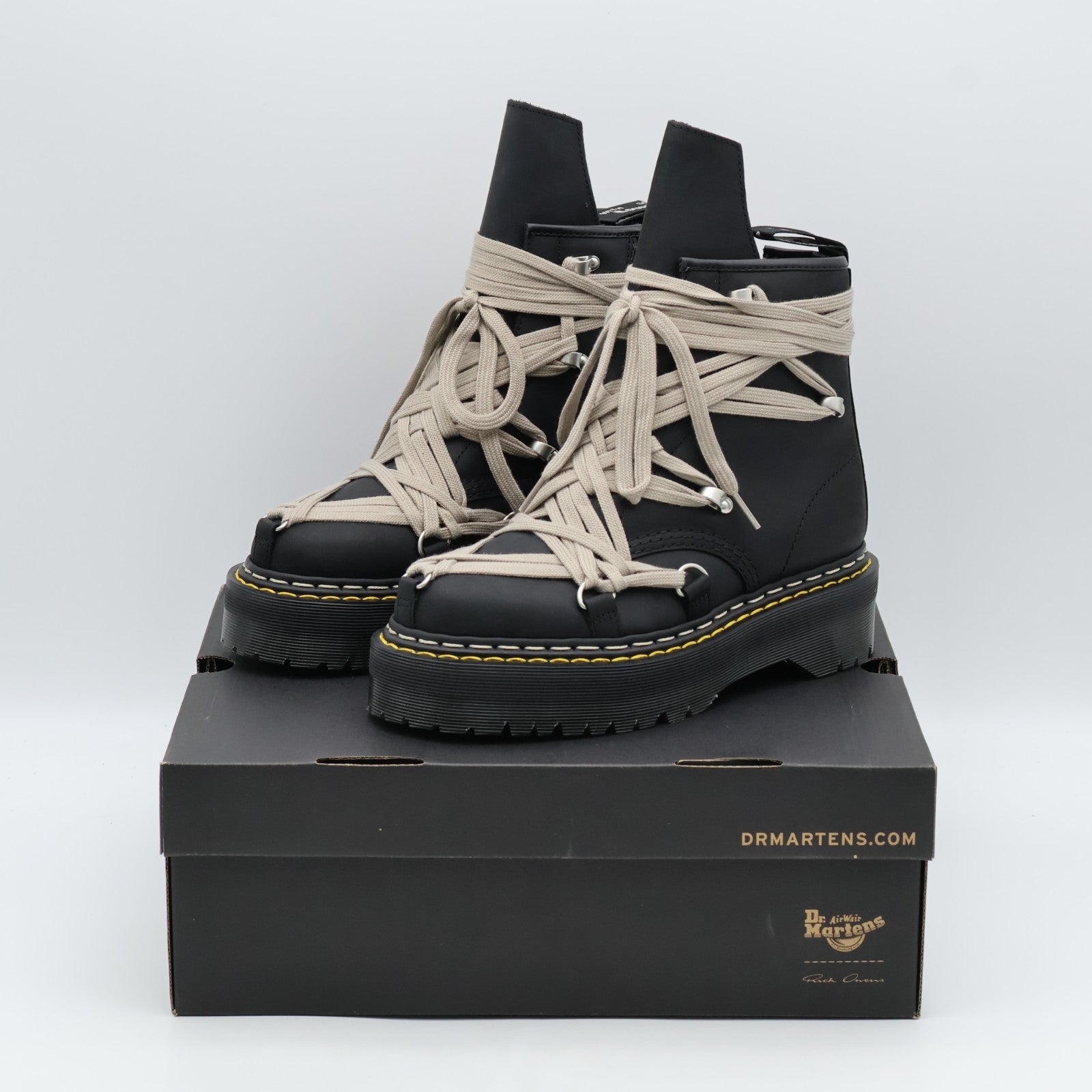 DM02E68128001 Rick Owens Dr.Martens 1460 Quad Sole Megalace Boot Black (Men's)
