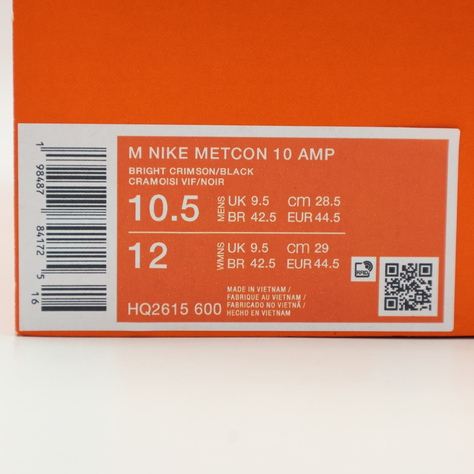 HQ2615-600 Nike Metcon 10 AMP Bright Crimson University Red Total Orange