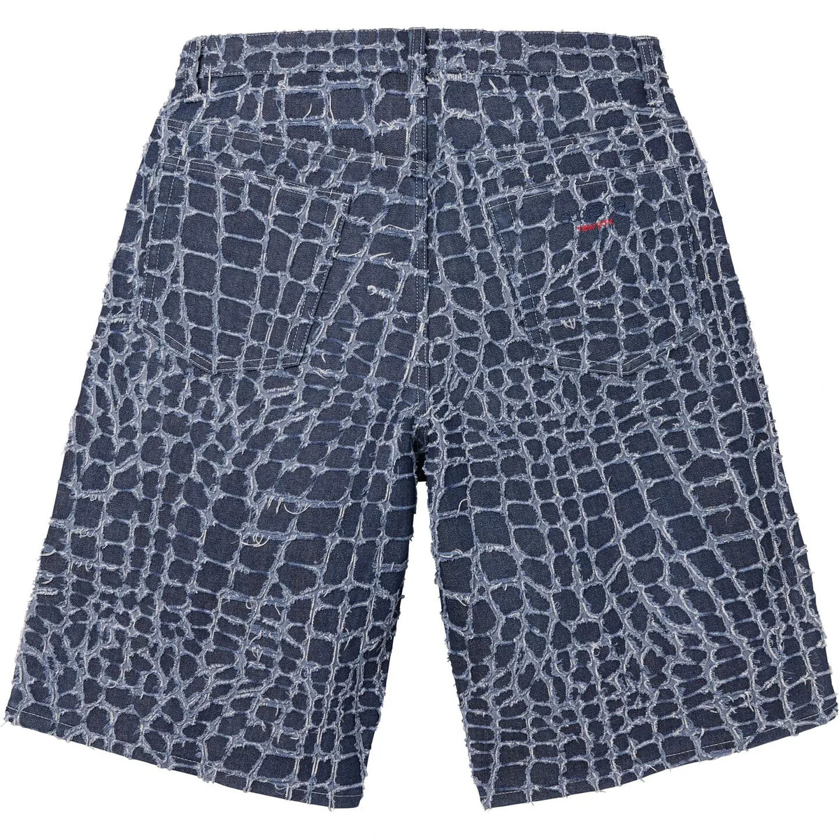 Supreme Frayed Croc Baggy Denim Short Indigo
