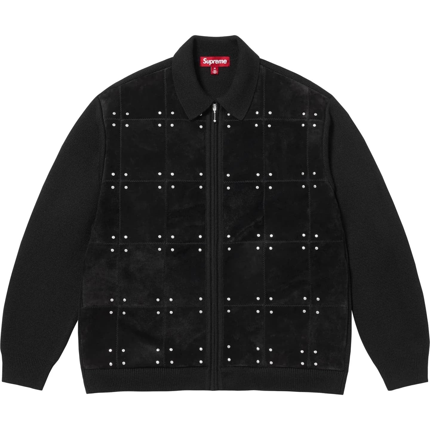 Supreme Studded Suede Zip Up Cardigan Black