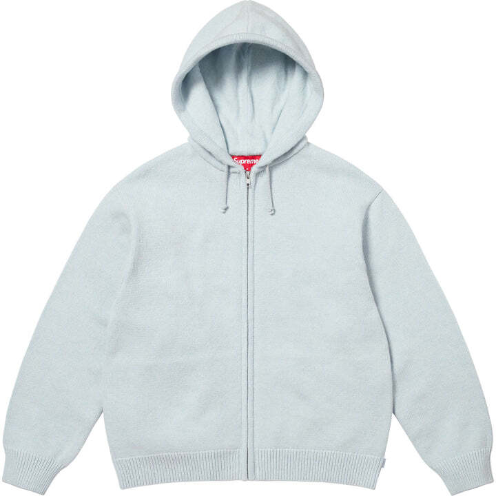 Supreme Last Supper Embroidered Zip Up Hooded Sweater Light Blue