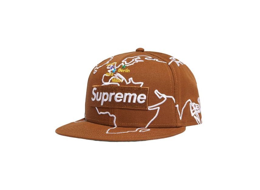 Supreme Worldwide Box Logo New Era Brown