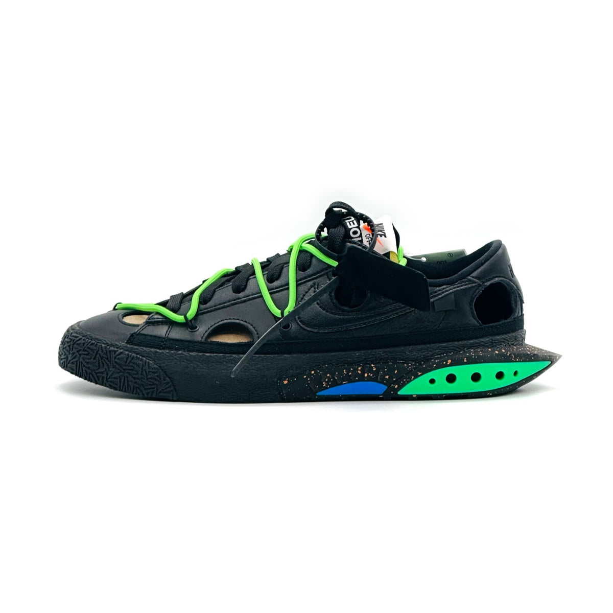 DH7863-001 Off-White Ã Nike Blazer Low Black and Electro Green