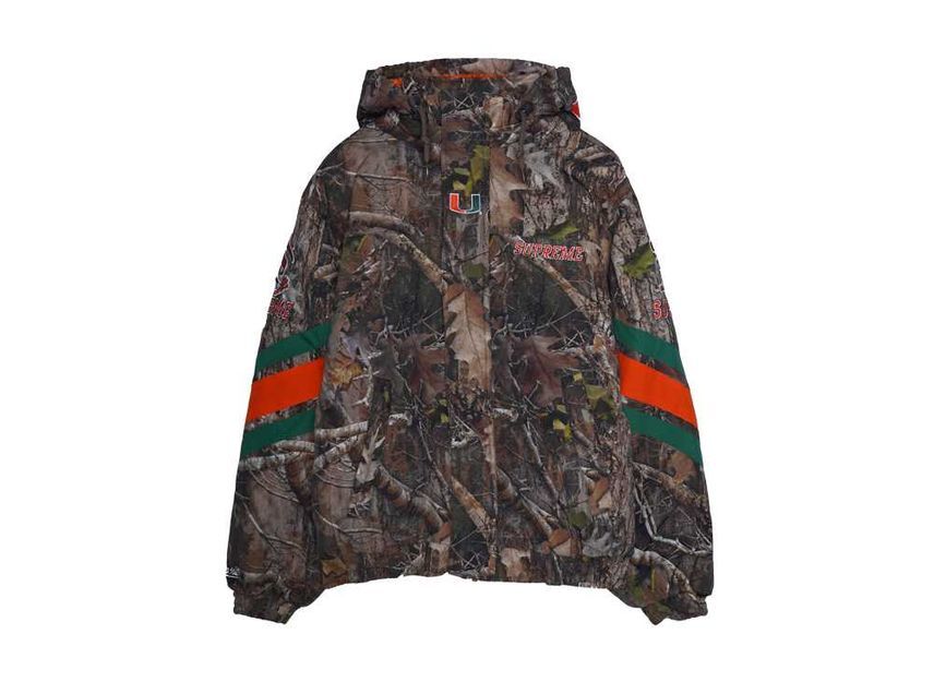 Supreme Mitchell & Ness NCAA Hooded Stadium Jacket Leaves