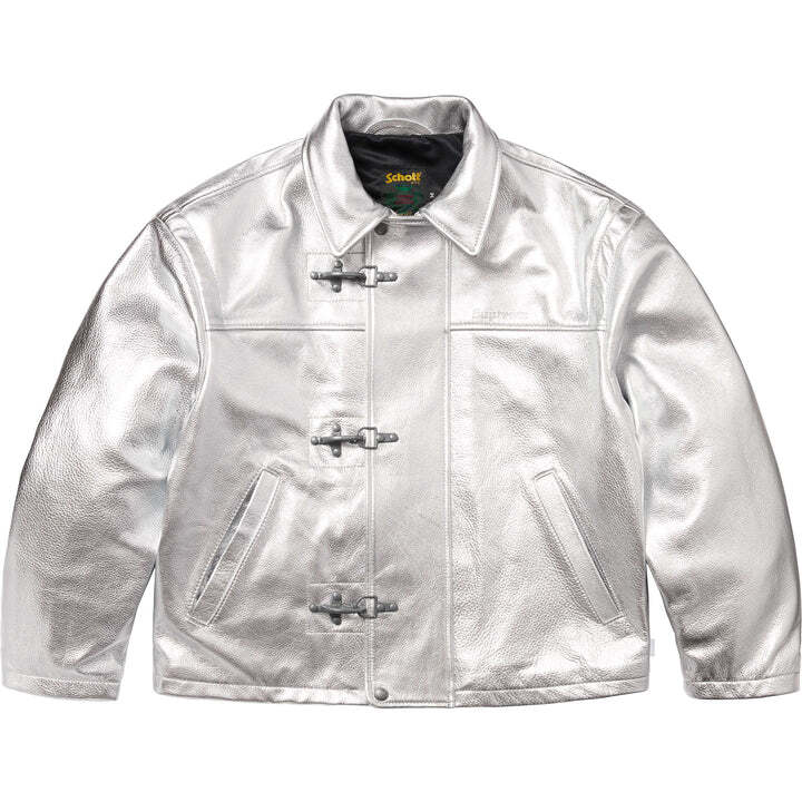 Supreme Schott Leather Clip Jacket Silver