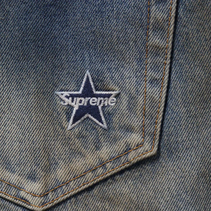 Supreme Distressed Loose Fit Selvedge Jean Washed Indigo