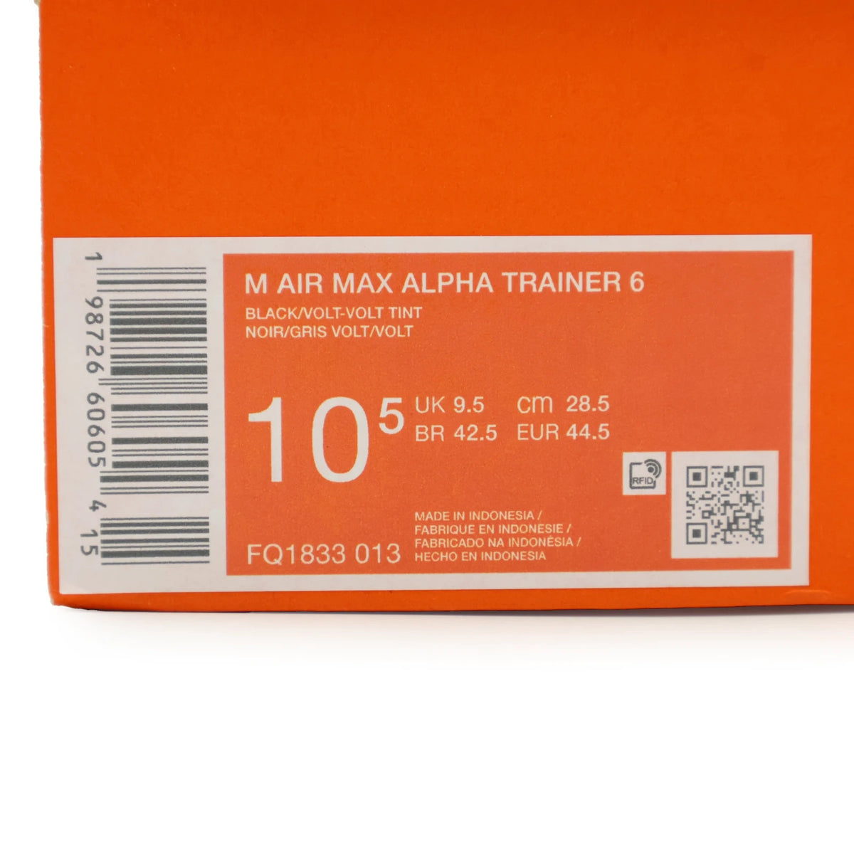 FQ1833-013 Nike Air Max Alpha Trainer 6 Black Volt Tint Barely Voltn Volt(Men's)