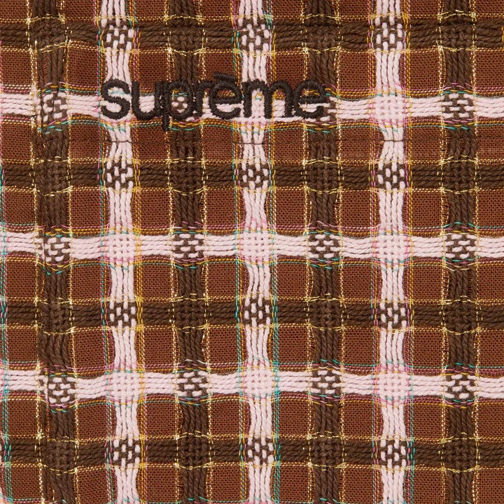 Supreme Metallic Plaid Zip Up Shirt Brown
